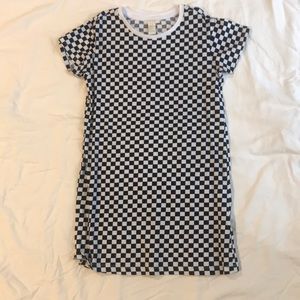 black and white checkered dress